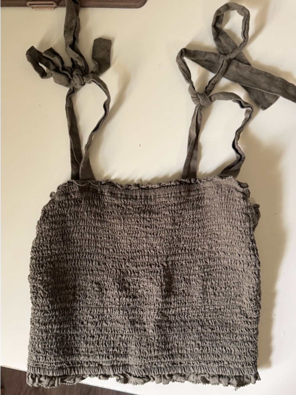 Abercrombie & Fitch Smocked Tie-Strap Camisole - Green